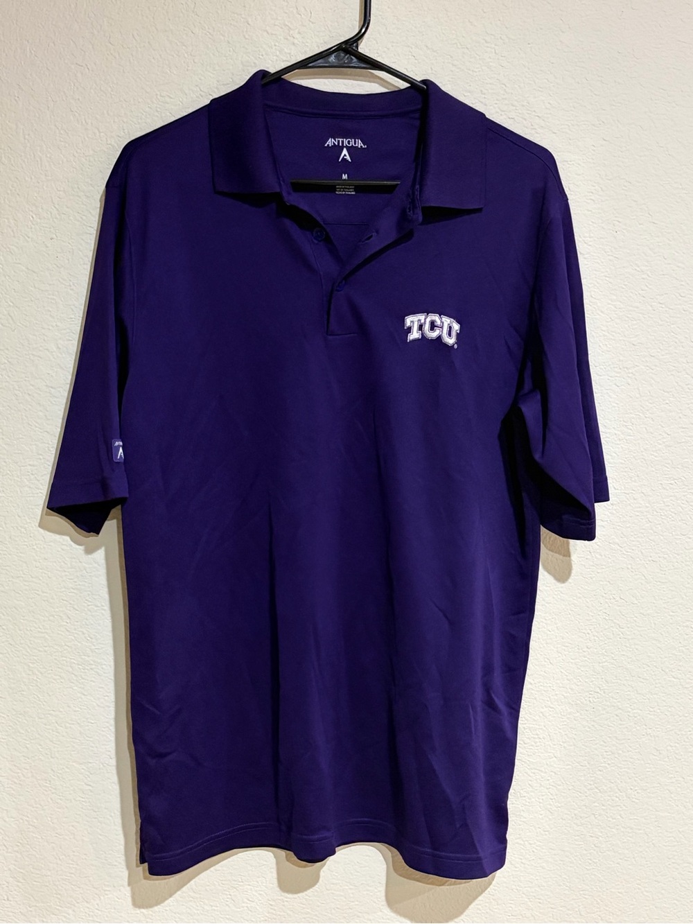 TCU Horned Frogs Antigua Polo Mens Medium Purple Embroidered NCAA Golf Shirt